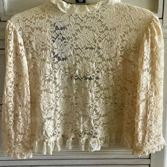 NWT Scarlet Darkness Women's Cream Lace Sheer Bolero Jacket for Evening Wear M - Picture 3 of 10